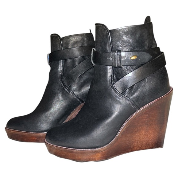 Rag & Bone Black & Brown Emery Wedge Boots- - Picture 6 of 14